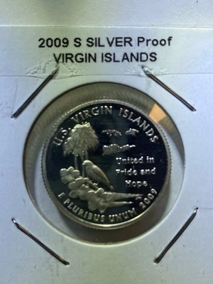 2009 S Silver Proof Virgin Islands Quarter 90%. Fast Free Shipping. - Image 1 of 2