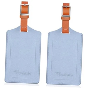 Luggage Tags for Suitcases Faux Leather Privacy Protection Pack 2 Cross Blue - Picture 1 of 7