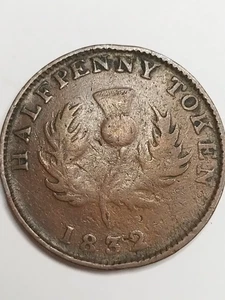 1832 Colonial Canada 1/2 penny token NS-3A2 BR-871 - Picture 1 of 4