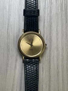 Concord Watch 14k Yellow Gold Quartz Black Leather Band Mini Small - Picture 1 of 10