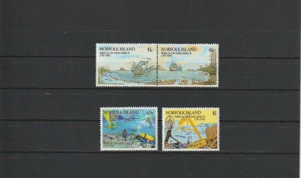 Norfolk Island 1990 SG479-82 4v NHM Bicentenary of Wreck of HMS Sirius-Striking - Image 1 of 1