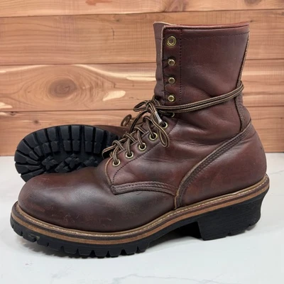 Red Wing Vintage Logger Work Leather Boots Burgundy Made USA Mens size 10 D - Image 1 of 4