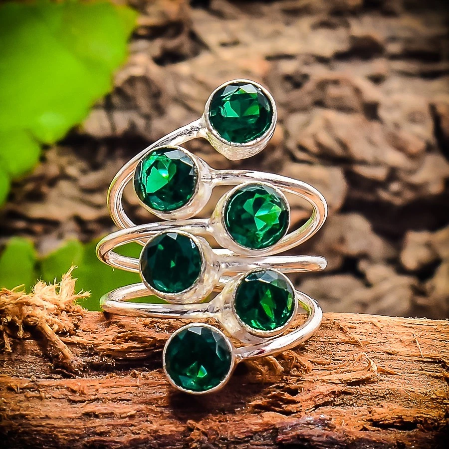 Chrome Diopside Gemstone 925 Sterling Silver Gemstone Jewelry Ring All Size" - Image 1 of 4