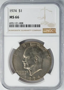 1974 Eisenhower Dollar $ Ike MS66 NGC 948152-23 - Picture 1 of 4
