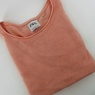 Camiseta ZARA Hombre Malla Texturizada Talla M Rosa Coral Ligera Semi Transparente Foto 1 de 4