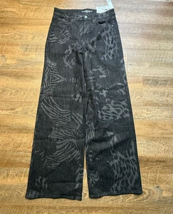 Neu mit Etikett Chicos schwarze Damenjeans Safari-Druck Größe 10R hoher Bund weites Bein Größe 1,5R - Bild 1 von 13