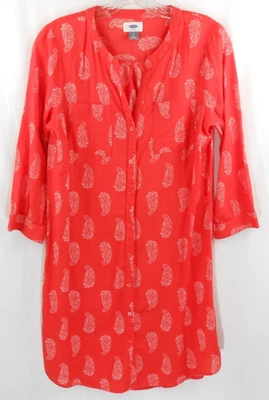 Old Navy Womens Petite S Red Paisley 3/4 Sleeve Long Lightweight Cotton Dress - Image 1 of 4