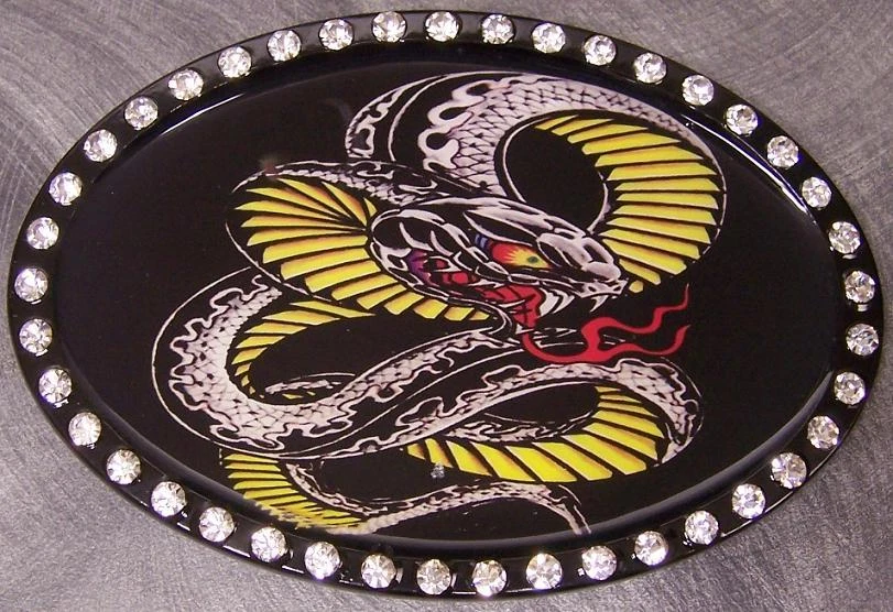 Pewter Belt Buckle Animal Rhinestone accented Snake NEW - Image 1 of 1