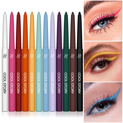 12Colors Colorful Matte Eyeliner Eye Makeup Waterproof Eyeliner Gel Pen ! - Image 1 of 4