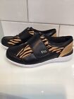 Homyped Chelsea Women?s Leather Wide Fit Adjustable Shoes Black &amp; Gold, New Sz 7