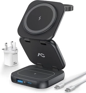 Bezprzewodowa stacja ładująca AC Island 5 w 1, składany stojak na ładowarkę Mag-safe, Tra - Zdjęcie 1 z 3