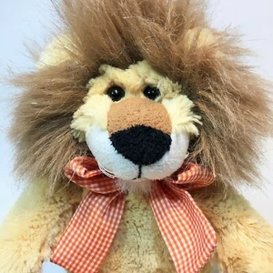 Animal Adventure Plush Lion Orange Gingham Bow Paws Stuffed Animal Toy 13"  - Picture 1 of 8