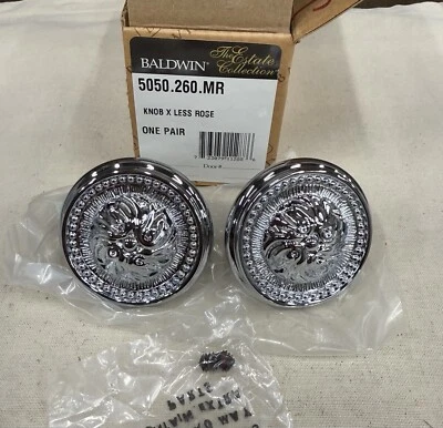 Par de perillas de latón Baldwin Estate 5050 en cromo pulido 260 5050-260-MR - nuevas Foto 1 de 4