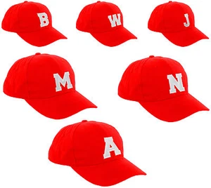 Children School RED Baseball Cap Boy Girl Snapback Kids Hat Letters A-Z LA Child - Picture 1 of 28