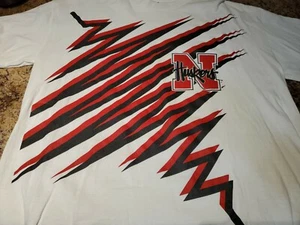 Nebraska Corn Huskers NCAA Starter Large Vtg T-Shirt Made in USA White EUC  - Picture 1 of 5