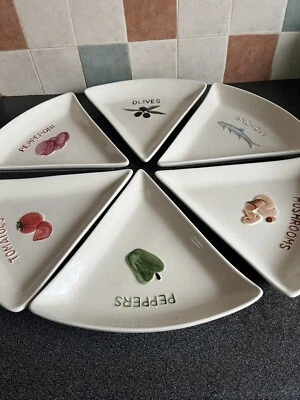 Sainsburys Pizzascheibe Keramik Teller x 6 Stück Set - Top Zustand  - Bild 1 von 4