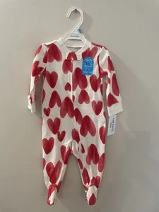 NWT Carter's Baby Valentine's Day 2-Way Zip Cotton Sleep and Play Sz 6M Hearts - Picture 1 of 6
