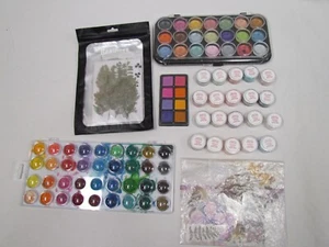 Mica Minerals LOT Soap Candle Making Supplies Dried & Cutout plants Paint trays - Picture 1 of 7