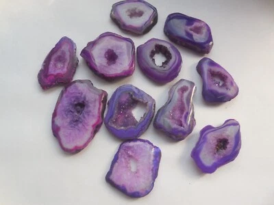11 Ps Lot Natural Druzy Slice Beads Agate Gemstone Purple Beads Geode 30-40MM - Image 1 of 4