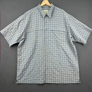 Camicia Cabela's uomo XLT blu a quadri manica corta outdoor escursionismo campeggio - Foto 1 di 12