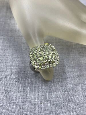 NOS STS Chuck Clemency Sterling .925 Green Topaz Cluster Ring Size 6 - Image 1 of 4
