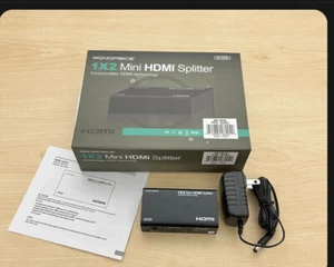 Monoprice 1X2 Mini HDMI Splitter MP-SP08 with 3D Video Support Brand New - Picture 1 of 5