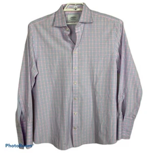 Charles Tyrwhitt Slim Fit Long Sleeve Men's 17/34 Plaid Pink Blue Shirt - Picture 1 of 6