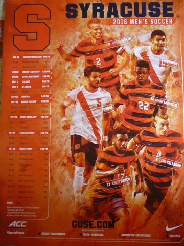 Syracuse University Men's Soccer 2016 Schedule Poster 24" x 36" Cover