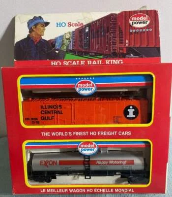 MODEL POWER-RAIL KING HO SCALE 50' EXXON TANK CAR AND ICG BOX CAR NRFB!!! - Image 1 of 4