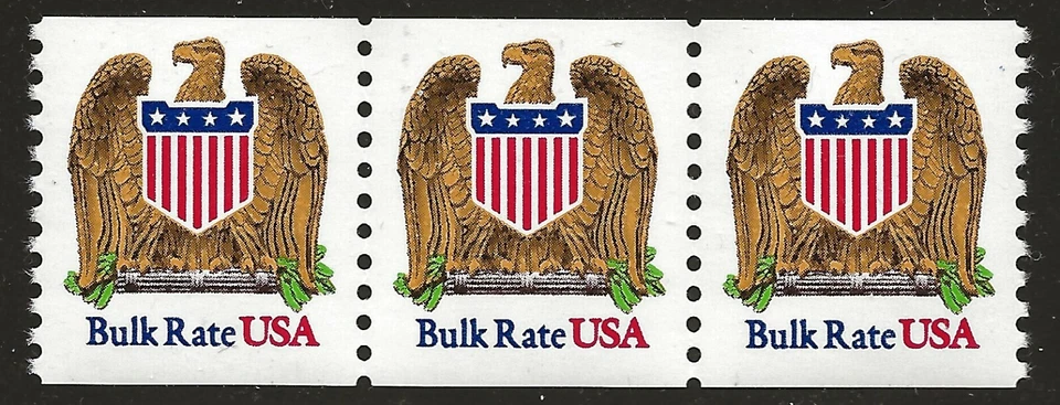 US Scott #2602, Coil of 3 1991 Eagle & Shield 10c FVF MNH - Image 1 of 1