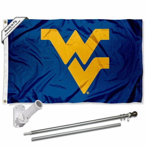 West Virginia Mountaineers Blue Flag Pole and Bracket Gift Package Cover