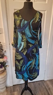 Coco Bianco size M cold shoulder dress in blue mix - Image 1 of 4