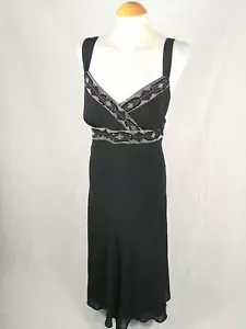 Ladies Dress Size 18 DEBENHAMS Black Chiffon Party Evening Wedding Midi - Picture 1 of 11