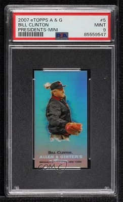 2009 eTopps Allen & Ginter's Presidential Pitch /999 Bill Clinton #5 PSA 9 MINT - Image 1 of 2