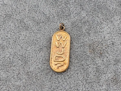 Vintage Gold on Silver WWJD What Would Jesus Do Oval Charm Pendant Religious - Image 1 of 4