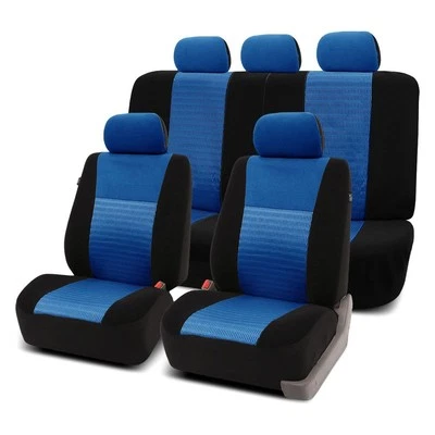 FH Group Trendy Elegance 3D Air Mesh 1st & 2nd Row Black & Blue Seat Covers Foto 1 de 4