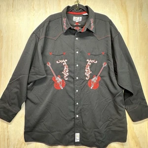 Camisa Western Panhandle Slim Negra Roja Estilo Retro Camisa Perla Talla 2XL - Imagen 1 de 9