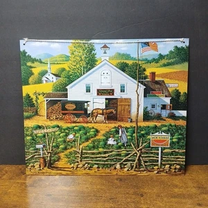 Charles Wysocki Art SLEEPY FOX FARMS 12.5x10.5" Metal Sign Decor - Picture 1 of 2
