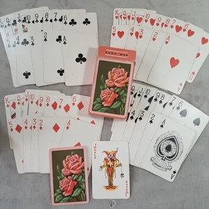 Vintage Alf Cooke Ltd Playing Cards, Roses Design, Fabric Finish  - Picture 1 of 7