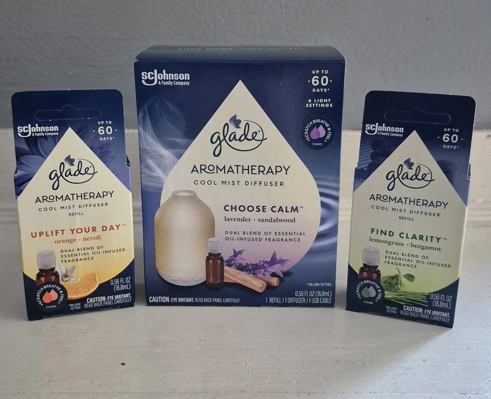 Glade Aromatherapy Cool Mist Essential Oil Diffuser + Refills Bundle (Brand New) - Image 1 of 1