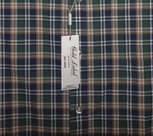Roundtree Yorke Gold Label Performance Stretch Non Iron Shirt Green Plaid Big 2X - Picture 1 of 5