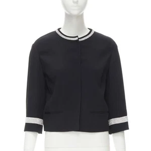 DOLCE GABBANA black silver crystal rhinestone collar cuff dinner jacket IT36 XS - Picture 1 of 12