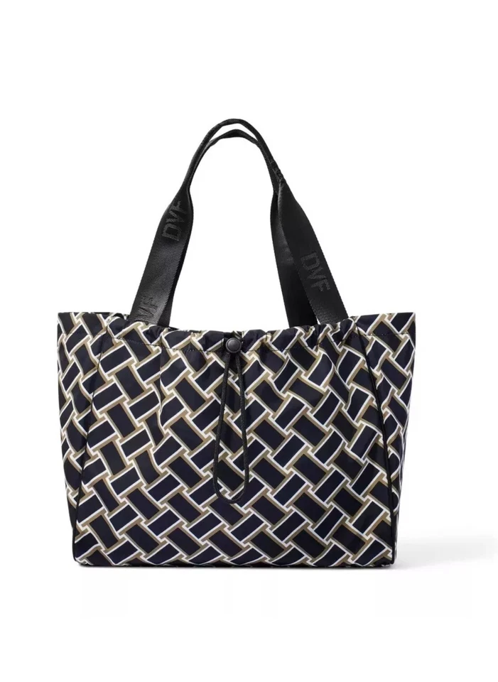 Bolso de Mano Diane von Furstenberg Vintage Tejido Neutro con Bolsillo para Portátil DVF/Objetivo Foto 1 de 4