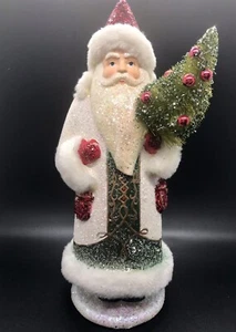 Kurt Adler Winterclaus Collection Santa Figurine w/ Bottle Brush Tree & Box10.5” - Picture 1 of 11