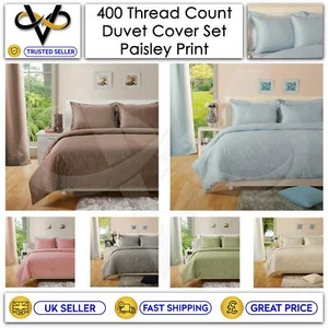 Luxury 400 TC Cotton Rich Paisley Printed Duvet Cover Bedding Set High Quality - Picture 1 of 8