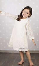 Girls Cream Stretch Soft Lace Flower Girl Party Dress - Multi Sizes Available