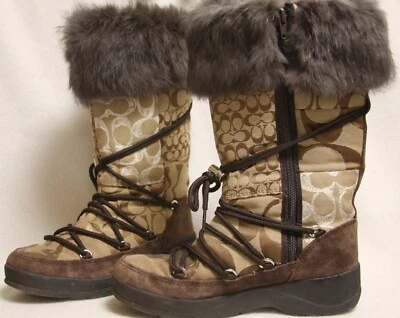 Botas Coach Laurilyn Mujer Borde de Piel Talla 6M Altura 12" Cremallera Lateral Foto 1 de 4