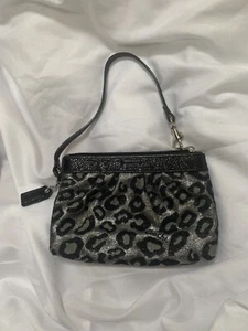 COACH OCELOT LEOPARD PRINT BLACK SILVER WRISTLET - Picture 1 of 12