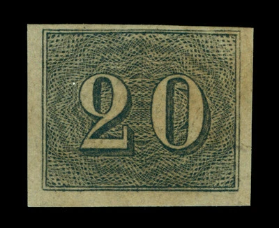 BRAZIL 1850  Numerals 20reis black  Scott # 22 mint MH - Image 1 of 2