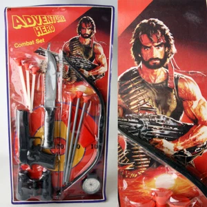 RARE VINTAGE 80'S RAMBO STALLONE ADVENTURE HERO SET DART GUN KNIFE BOW NEW ! - Picture 1 of 7